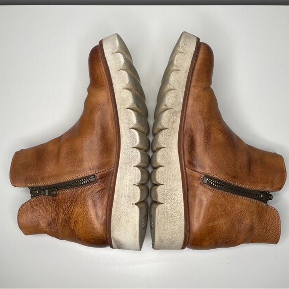 BED STU Lydyi Bootie in Tan Rustic Distressed Leather Lugged Sole Boot Size 8 - Picture 7 of 11